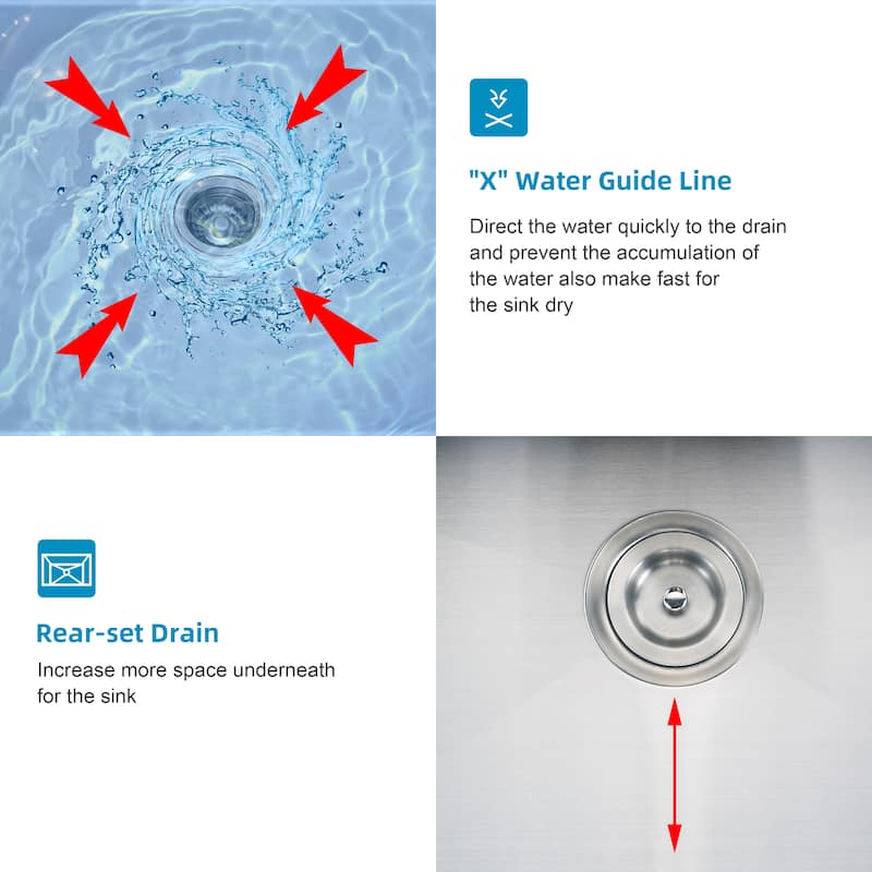 CB HOME 23" Dropin Stainless Steel Kitchen Sink, Undermount Single